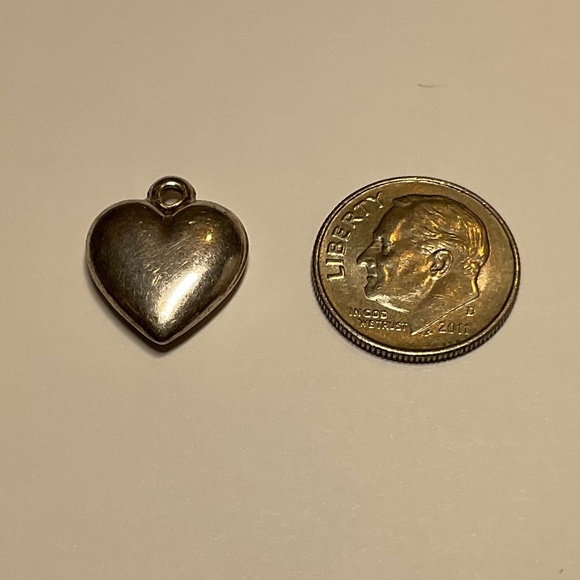Sterling Silver Solid Heart Shaped Charm / Pendant. 3/4” high - Picture 2 of 4